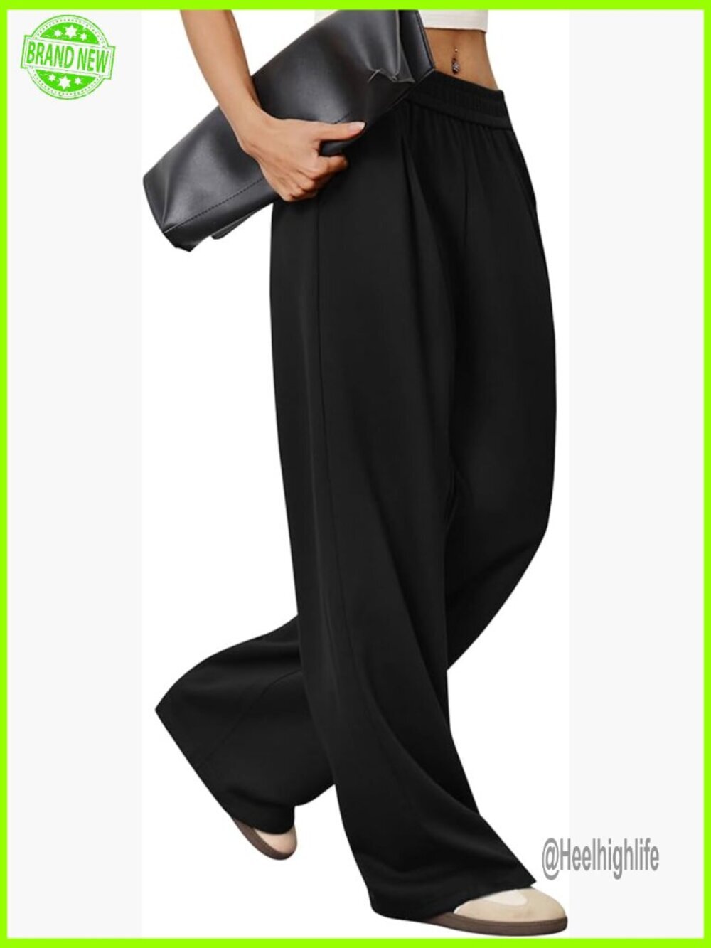 Wide Leg Palazzo Pants High Waist Flowy Casual Lounge Travel with Pocket